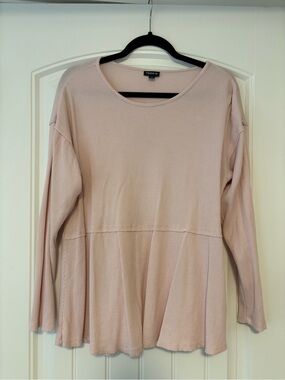 torrid Blush Pink Waffle-Knit Long Sleeve Peplum Top